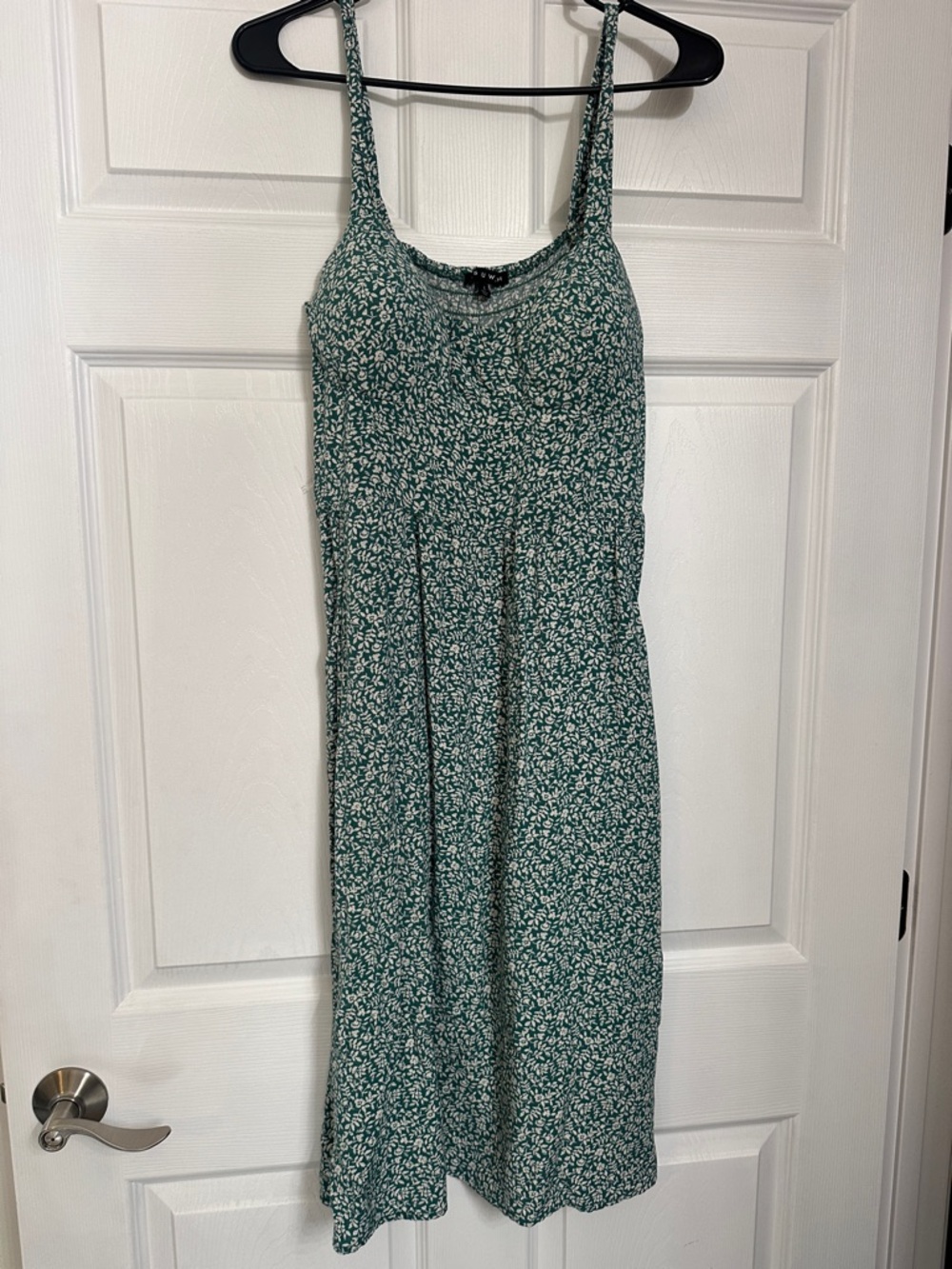 Green Floral Midi Dress with Spaghetti Straps